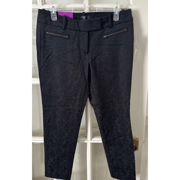 NWT Mossimo Pants Women's 8 Black Jacquard Cropped Mid-Rise - Picture 1 of 10